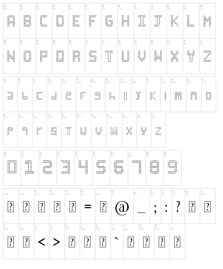 Black Ball font map